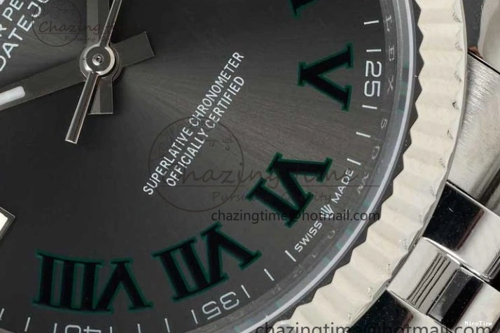 MiroTime 0425 DateJust 36mm SS DIWF 1:1 Best Edition 904L Steel Gray Dial Green Markers on Jubilee Bracelet SA Upgraded 2312